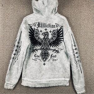 Affliction Hoodie Mens Large Zip-Up Live Fast Skater Grunge Goth Vintage Y2K R1